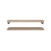 Looox Wood collection Duo étagères murales 100x46cm - 2 pièces - Avec porte-serviettes noir mat - chêne massif Old grey SW108685