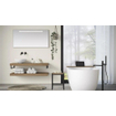 Looox Wood collection Duo étagères murales 100x46cm - 2 pièces - Avec porte-serviettes noir mat - chêne massif Old grey SW108685
