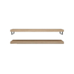 Looox Wood collection Duo étagères murales 100x46cm - 2 pièces - Avec porte-serviettes inox brossé - chêne massif gris ancien SW108684