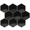 The Mosaic Factory Barcelona mozaïektegel - 25.6x29.6cm - wandtegel - Zeshoek/Hexagon - Porselein Black Glans SW157754