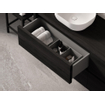 Looox Wooden Meuble sous lavabo - façade plate - 2 tiroirs - évacuation gauche et droite - 150x30x46 cm - noir SW931526