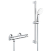 GROHE Grohtherm 500 Ensemble de douche - mitigeur de douche thermostatique - avec ensemble barre de douche - 60cm - douchette ronde - 1 type de jet - chromé SW999136