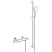 GROHE Grohtherm 1000 Doucheset - thermostatische douchekraan - met glijstangset - 90cm - vierkante handdouche - 2 straalsoorten - gladde doucheslang - chroom SW999155
