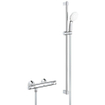 GROHE Grohtherm 500 Ensemble de douche - mitigeur de douche thermostatique - avec ensemble barre de douche - 90cm - douchette à main ronde - 3 types de jet - flexible de douche lisse - chrome SW999153