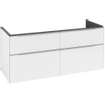 Villeroy & Boch Subway 3.0 meuble sous lavabo 130x55x45cm avec poignée en aluminium brillant 2 découpes pour siphon à gauche et à droite panneau de particules Pure White SW701673