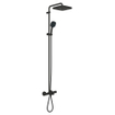 GROHE Tempesta 250 Cube Regendoucheset met badkraan - hoofddouche 25cm - vierkante handdouche - 2 straalsoorten - met thermostaatkraan - matte black (zwart) SW1077294