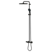 GROHE Tempesta 250 Cube Regendoucheset met badkraan - hoofddouche 25cm - vierkante handdouche - 2 straalsoorten - met thermostaatkraan - matte black (zwart) SW1077294