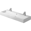 Duravit Vero Lavabo côté dessous meulé 120x47cm avec 2 trous pour robinetterie et trop plein avec Wondergliss Blanc 0293352