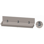 Intersan Sanilav bac à laver avec garde-éclaboussures 180cm avec 3 mitigeurs à 1 levier inox 304 GA32430