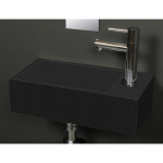 Royal Plaza Dee 2.0 lave-mains 36x18cm 1 trou de robinet à droite sans trop-plein quartz noir SW68973