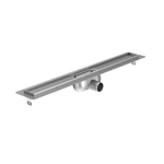 Aco ShowerDrain C caniveau de douche inox avec bride de sol sans grille 70mm de large, siphon 50mm 885mm profondeur d"encastrement 92mm avec sortie latérale SW398933