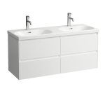 Laufen Lua double lavabo 46x120x18cm 0 trous de robinetterie avec traitement anticalcaire Céramique blanc SW786264