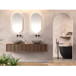 Looox Meuble sous lavabo en bois - façade à rainures verticales - 1 tiroir - évacuation à gauche et à droite - 100x30x46 cm - chêne SW814269