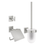 Grohe Start Cube Accessoireset 3-in-1 - closetrolhouder met klep - handdoekhaak - closetborstelgarnituur met glazen inzet - Supersteel (RVS) SW878365