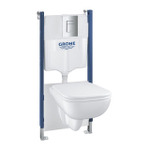 Grohe Solido Start Edge WC-element Pack - inclusief bedieningsplaat Even - wandcloset diepspoel - zitting met deksel en softclose - blauw/wit SW878180