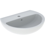 Geberit Bastia Wastafel - rond - 55x42cm - kraangat - overloop - glans wit SW878594