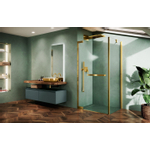 Novellini N180 G Draaideur i.c.m. zijwand FG88-89,5x200 cm Brushed Red Gold Helder Glas SW894053