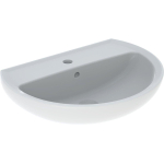 Geberit Bastia Wastafel - rond - 60x45.5cm - kraangat - overloop - glans wit SW878603