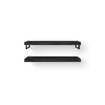 Looox Wood collection Duo étagères murales 120x46cm - 2 pièces - Avec porte-serviettes noir mat - chêne massif Black SW957858
