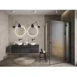 Looox Wooden Meuble sous lavabo - façade plane - 2 tiroirs - évacuation gauche et droite - 200x45x46 cm - noir SW931537