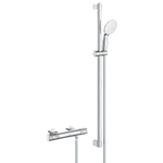 GROHE Grohtherm 1000 Performance Ensemble de douche - robinet de douche thermostatique - avec rosaces - avec barre de douchette - 90cm - douchette à main ronde - 2 jets - flexible de douche lisse - chrome SW999031