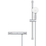 GROHE Grohtherm 1000 Performance Ensemble de douche - robinet de douche thermostatique - avec ensemble de barre de douche Tempesta - douchette à main ronde - 2 types de jets - flexible de douche lisse - chrome SW999124