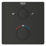 GROHE Grohtherm Badmengkraan - afdekset - thermostatisch - 2 uitgangen - vierkant - matte black SW1077320