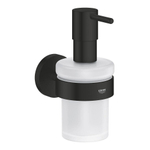 Grohe Start QuickFix Distributeur savon - avec support - 12.6x7.2cm - verre satiné - Noir mat SW1126497