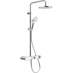 Duravit Shower Systems ensemble de douche pluie apparent – thermostatique – douche de tête Ø 23 cm – barre de douche 92,5 cm – chrome et blanc SW931437