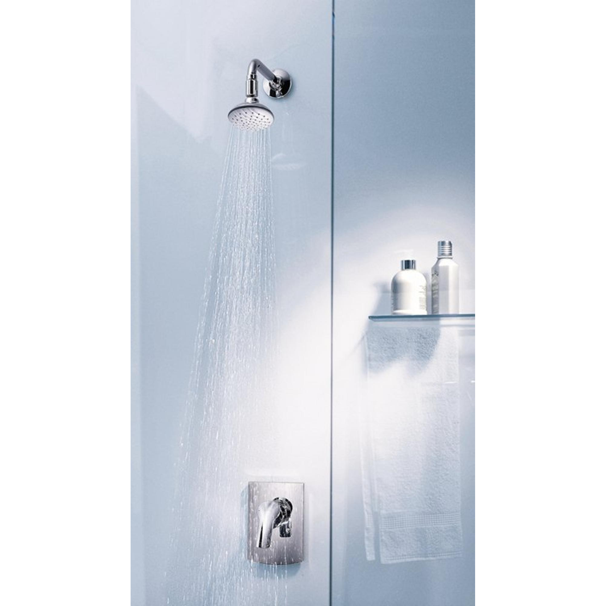 Barre de douche rectangulaire avec porte-savon, en inox, avec douchette 1  jet.