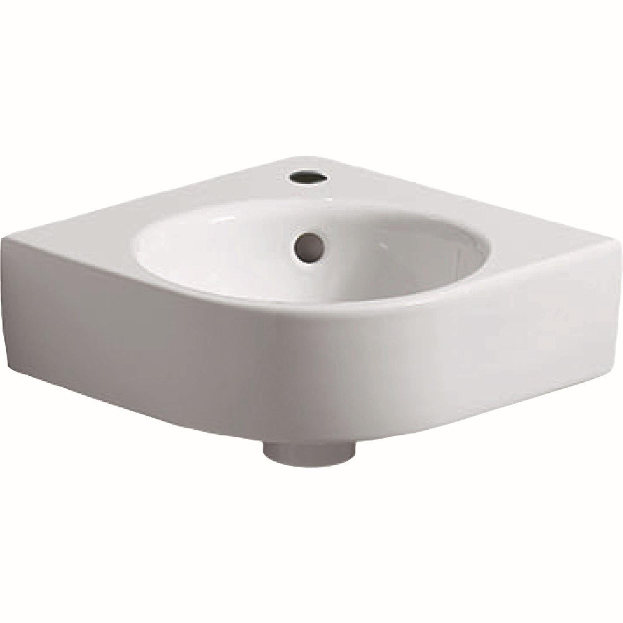 Geberit Renova compact Lave-mains d'angle 45cm 1 trou pour robinet avec  trop-plein blanc - 276132000 