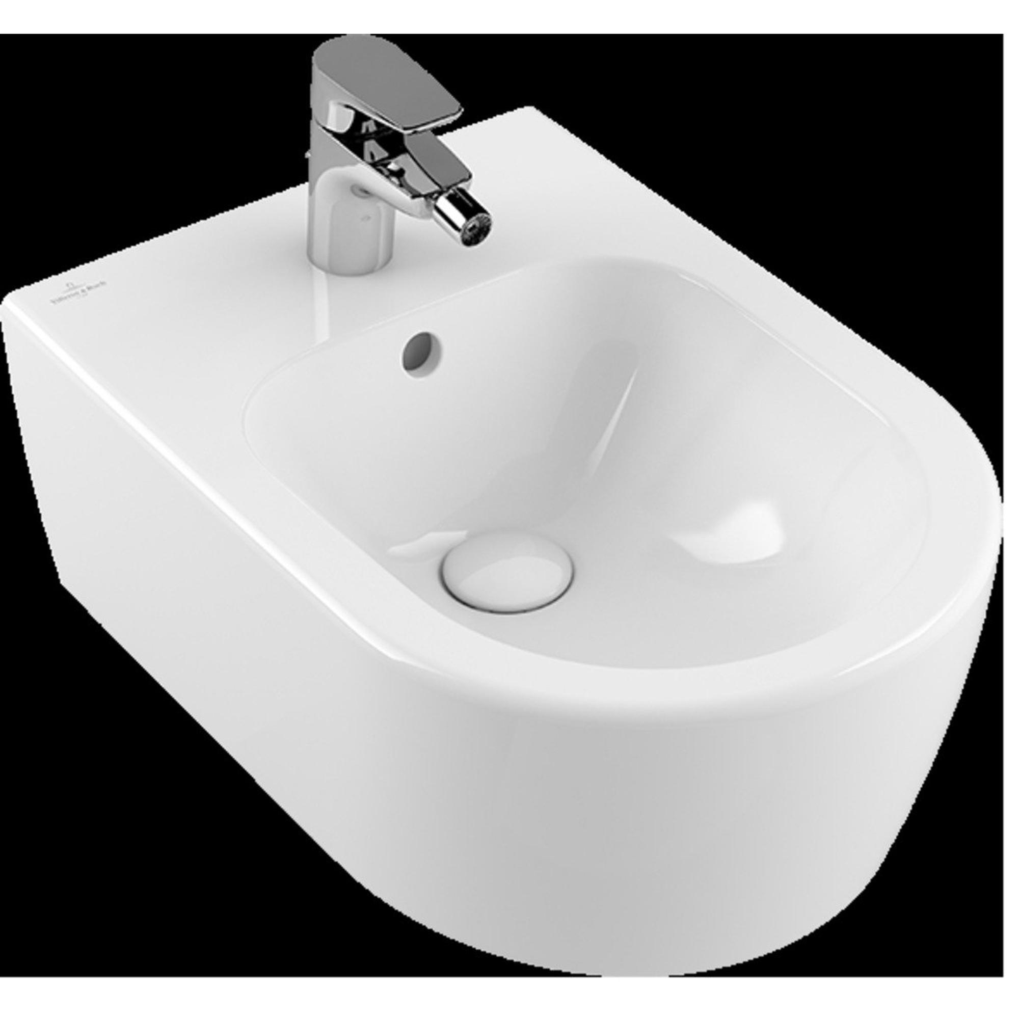 Wiesbaden WC suspendu sans bride 53cm avec robinet bidet intégré eau froide  Blanc brillant - 32.3636 