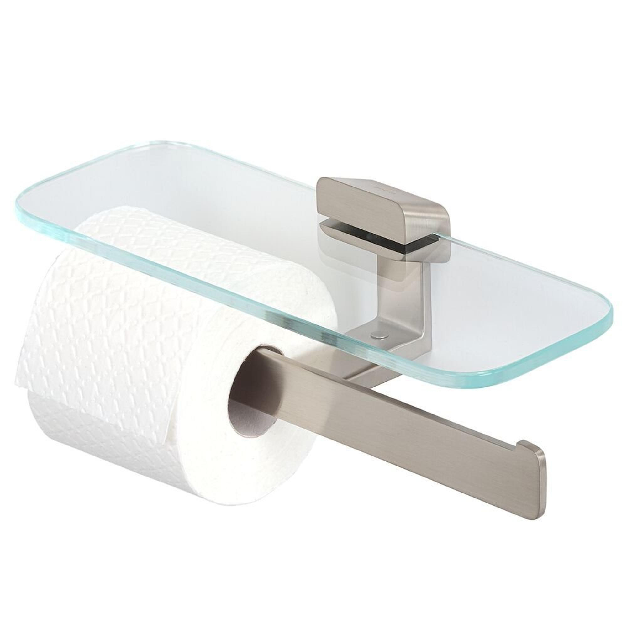 Geesa Shift Porte-papier toilette double avec tablette Inox brossé et
