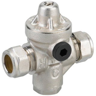 WattsRedufixdrukreduceerventiel instelbaar van 1.5 tot 5 bar22mm knelt.b.v. water