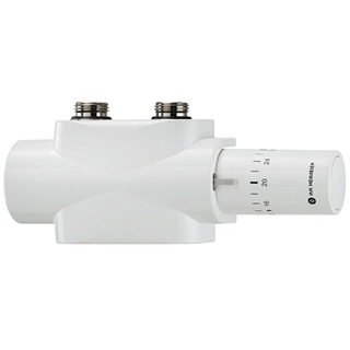 IMI Heimeier Multilux 4 1 of 2-pijps onderblokset m. Halo, recht en haaks R1/2 - G3/4 HOH 50mm design-uitvoering wit TWEEDEKANS
