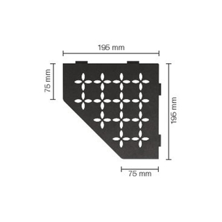 Schluter Shelf-E-S2 planchet - 19.5x19.5x0.5cm - inbouw - Driehoek - Perforatie: Floral - gecoat donker antraciet