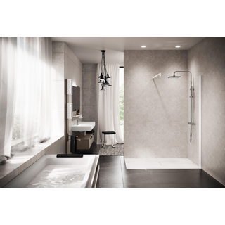 NovelliniKuadrainloopdouche h87/90x200cmm. muursteun 100cmmat wit/helder