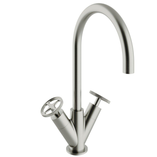 vtwonen Flame Robinet de lavabo avec 2 poignées industrielles Inox brossé