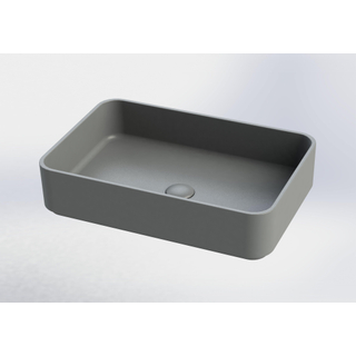 Royal plaza Cinea opzetwastafel 56,5x37,5cm z/kr.gat z/overl beton gr