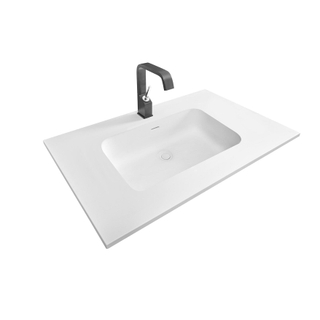 Royal Plaza Intent Plan vasque 80x45x1.5cm 1 trou de robinet 1 vasque Solid Surface Blanc mat