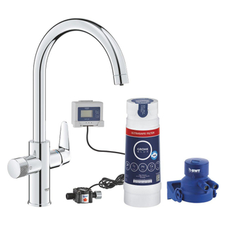 Grohe Blue pure baucurve Robinet d'eau froide - bec en forme C - starterkit filtre ultrasafe - Chrome