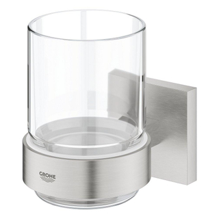 GROHE Start Cube Porte-brosse à dents - 9.5x10.6x7.2cm - avec verre - super acier