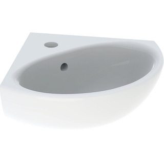 Geberit Bastia Lave-mains d'angle - rond - 45x40cm - trou pour robinet - trop-plein - blanc