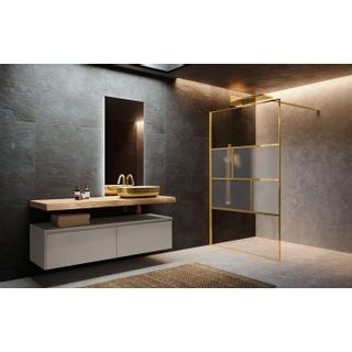 Novellini H art Inloopdouche - 140x200cm - Ribbelglas linea 1 - Brushed gold (goud)