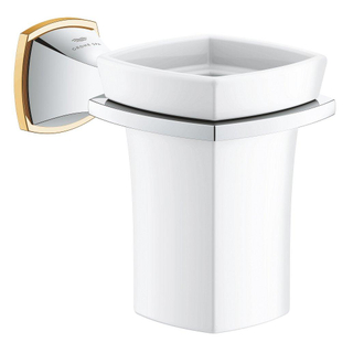 Grohe Grandera Bekerhouder - met glas - wandmontage - chroom/goud