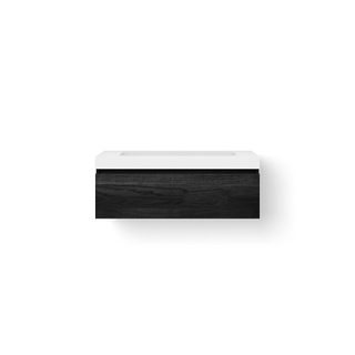 Looox Solid Wastafelonderkast - vlak front - 1 lade - 1 wasbak midden - afvoer midden - 120x45x46 cm - zwart
