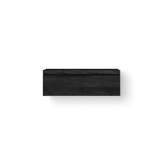 Looox Wooden Wastafelonderkast - vlak front - 2 lades - afvoer links en rechts - 120x45x46 cm - zwart