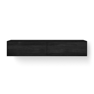 Looox Wooden Wastafelonderkast - vlak front - 2 lades - afvoer links en rechts - 160x30x46 cm - zwart