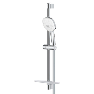 GROHE Tempesta 110 Cube Ensemble de douche mortier jointuresant - 60cm - douchette carrée - 2 types de jet - flexible de douche lisse - avec porte-savon - chrome