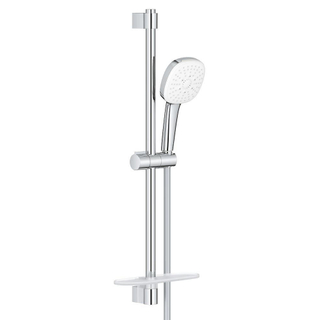 GROHE Tempesta 110 Cube Ensemble de douche mortier jointuresant - 60cm - douchette carrée - 3 types de jet - flexible de douche lisse - avec porte-savon - chrome